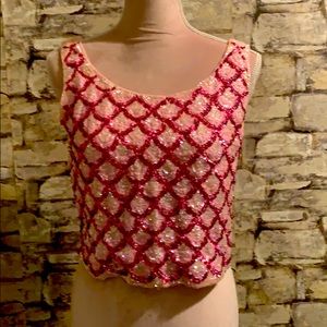 🎃3/$25 Vintage 1960s go go sequenced top